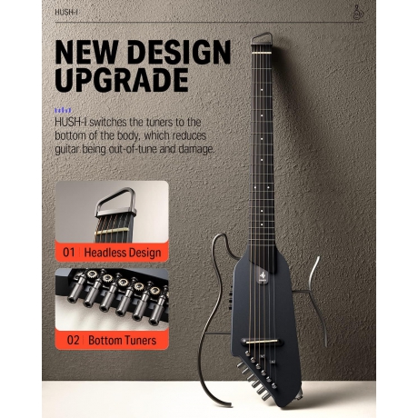 Donner HUSH-I Silent Gitar (Siyah)<br>Fotoğraf: 2/7