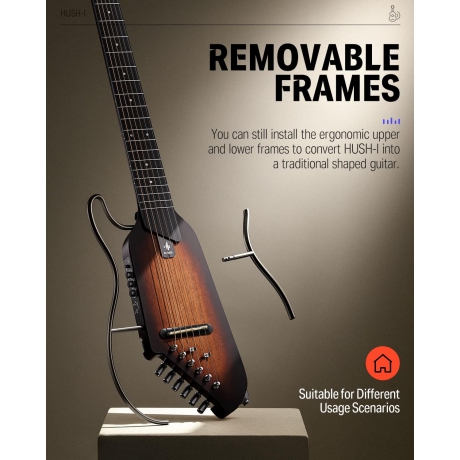 Donner HUSH-I Silent Gitar (Sunburst )<br>Fotoğraf: 3/4