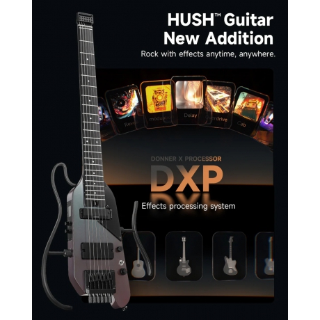 Donner HUSH X Pro Elektro Gitar (Midnight Glow)<br>Fotoğraf: 4/8