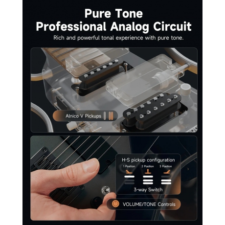 Donner HUSH X Pro Elektro Gitar (Midnight Glow)<br>Fotoğraf: 8/8