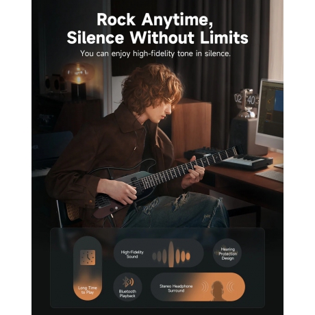 Donner HUSH X Pro Elektro Gitar (Midnight Glow)<br>Fotoğraf: 7/8