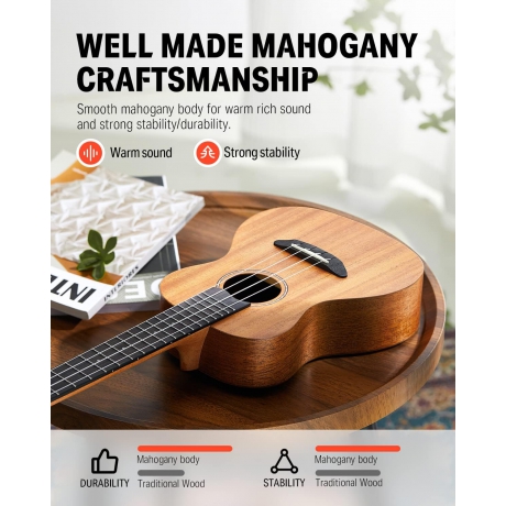 Donner Maun Tenor Ukulele Professional Tenor Ukelele Başlancıç Seti (Natural)<br>Fotoğraf: 4/6