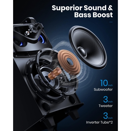 Donner Moukey MTs10-2 10" Subwoofer PA System & Karaoke Makinesi<br>Fotoğraf: 2/7