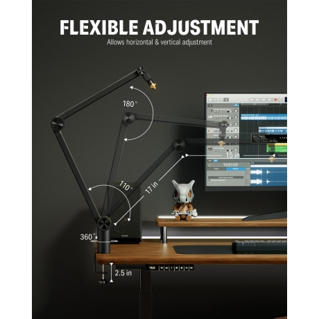 Donner MS-1 Boom Mikrofon Arm (Siyah)<br>Fotoğraf: 4/8