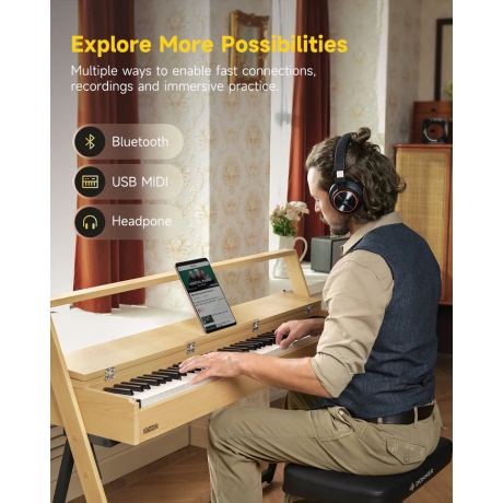 Donner Oura R300 Dijital Piyano (Light Wood)<br>Fotoğraf: 6/7