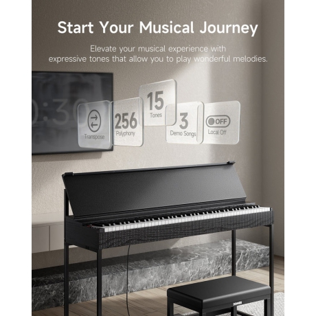 Donner Oura S300 Dijital Piyano (Siyah)<br>Fotoğraf: 5/9