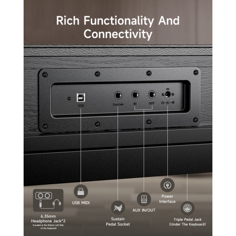 Donner Oura S300 Dijital Piyano (Siyah)<br>Fotoğraf: 7/9