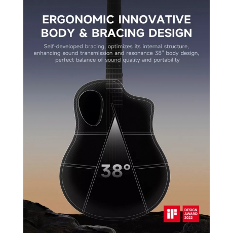 Donner RISING-G1 Carbon Fiber Akustik Gitar Seti (Mat Kahverengi)<br>Fotoğraf: 5/6