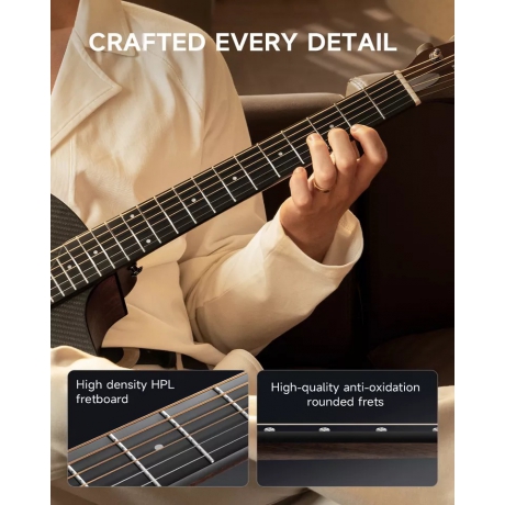 Donner RISING-G1 Carbon Fiber Akustik Gitar Seti (Parlak Siyah)<br>Fotoğraf: 6/6