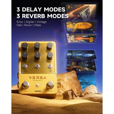 Donner Versa - Yellow Fall II 3x3 Reverb ve Delay Pedalı<br>Fotoğraf: 4/9