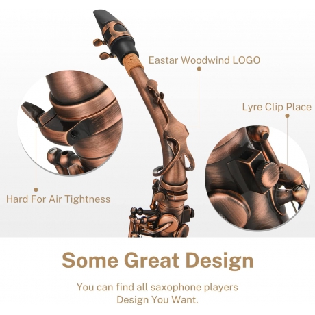Eastar AS-II-AB2 Mi Bemol Alto Saksofon (Vintage Bronz)<br>Fotoğraf: 2/6