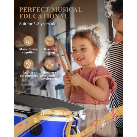 Eastar EDS-180BE 14" 3-Parça Çocuk Davulu (Mirror Blue)<br>Fotoğraf: 3/8