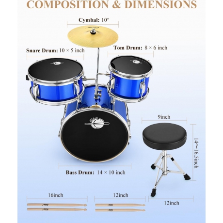 Eastar EDS-180BE 14" 3-Parça Çocuk Davulu (Mirror Blue)<br>Fotoğraf: 4/8