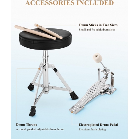 Eastar EDS-180MSB 14" 3-Parça Çocuk Davulu (Metallic Sky Blue)<br>Fotoğraf: 5/9