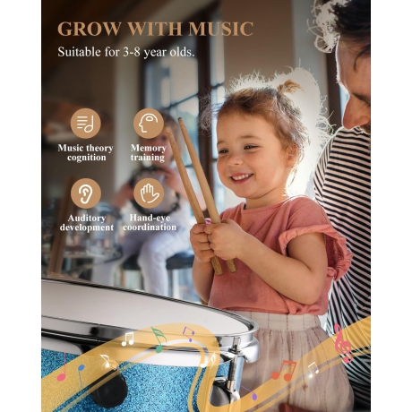 Eastar EDS-180MSB 14" 3-Parça Çocuk Davulu (Metallic Sky Blue)<br>Fotoğraf: 8/9