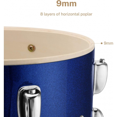 Eastar EDS-480MBE 22" 5-Parça Akustik Davul (Metallic Blue)<br>Fotoğraf: 4/6