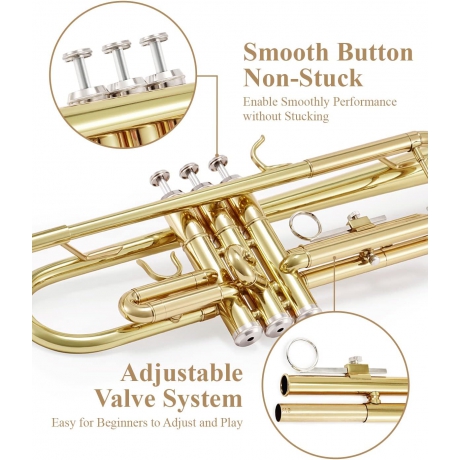Eastar ETR-380 Standard Si Bemol Trompet (Golden)<br>Fotoğraf: 4/7