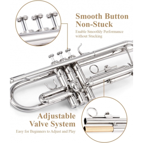 Eastar ETR-380N Standard Si Bemol Trompet (Silver)<br>Fotoğraf: 4/7