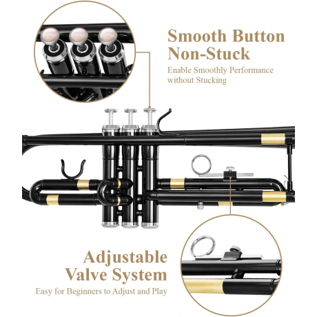 Eastar ETR-380N Standard Si Bemol Trompet (Siyah)<br>Fotoğraf: 4/7
