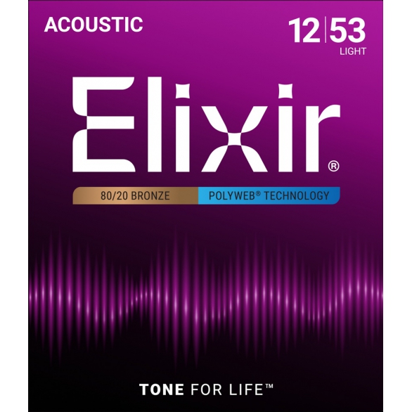 Elixir 11050 Polyweb Bronze Light Akustik Gitar Teli (.012-.053), Fotoğraf: 1/2