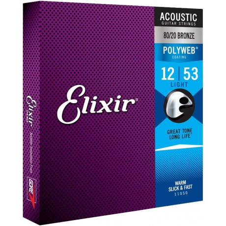 Elixir 11050 Polyweb Bronze Light Akustik Gitar Teli (.012-.053)<br>Fotoğraf: 2/3