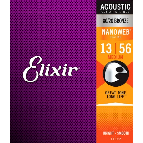 Elixir 11102 NW 80/20 Bronz Akustik Gitar Teli (13-56)<br>Fotoğraf: 1/1