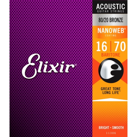 Elixir 11306 Nanoweb Bar Akustik Gitar Teli (16-70)<br>Fotoğraf: 1/1