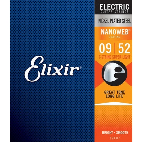 Elixir 12007 Nanoweb Super Light 7 Telli Elektro Gitar Teli (9-52)<br>Fotoğraf: 1/1