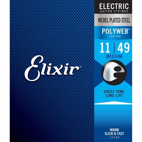 Elixir 12100 Nickel Polyweb Medium Elektro Gitar Teli (11-49)