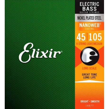 Elixir 14077 Nanoweb Medium 4 Telli Bas Gitar Teli (45-105)<br>Fotoğraf: 1/1