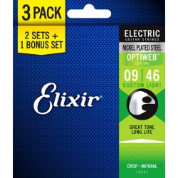 Elixir 16551 Optiweb Coating Nickel Plated Steel 3'lü Elektro Gitar Teli (9-46)