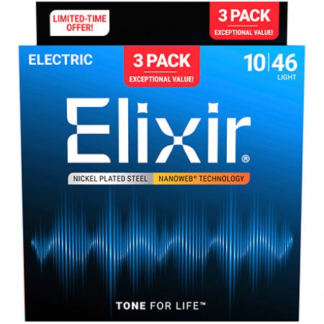 Elixir Nanoweb 3’lü Paket Elektro Gitar Teli (010-046)<br>Fotoğraf: 1/1
