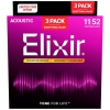 Elixir Nanoweb Phosphor Bronz 3’lü Paket Akustik Gitar Teli (11-52)<br>Fotoğraf: 1/1