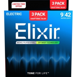 Elixir Optiweb Electric 3’lü Paket Elektro Gitar Teli (09-42)