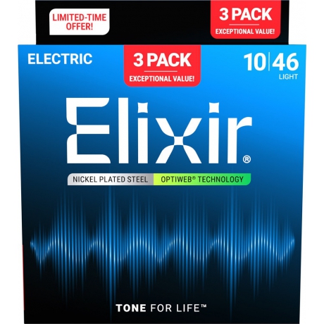 Elixir Optiweb Nikel 3’lü Paket Elektro Gitar Teli (10-46)<br>Fotoğraf: 1/1
