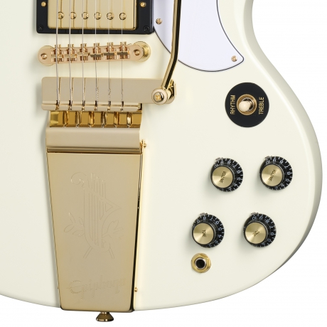 Epiphone 1963 Les Paul SG Custom Maestro Vibrola Elektro Gitar (Classic White)<br>Fotoğraf: 4/8