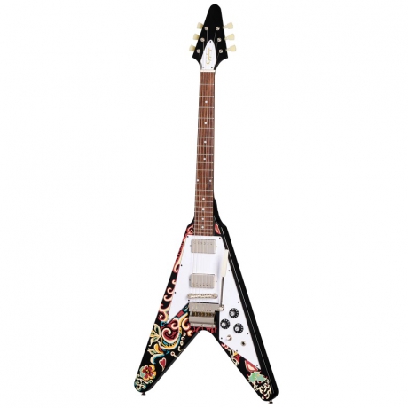 Epiphone Jimi Hendrix "Love Drops" Flying V Elektro Gitar (Ebony)<br>Fotoğraf: 1/9