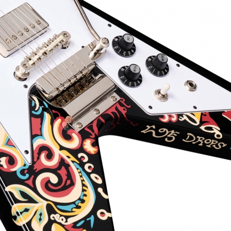 Epiphone Jimi Hendrix "Love Drops" Flying V Elektro Gitar (Ebony)<br>Fotoğraf: 3/9