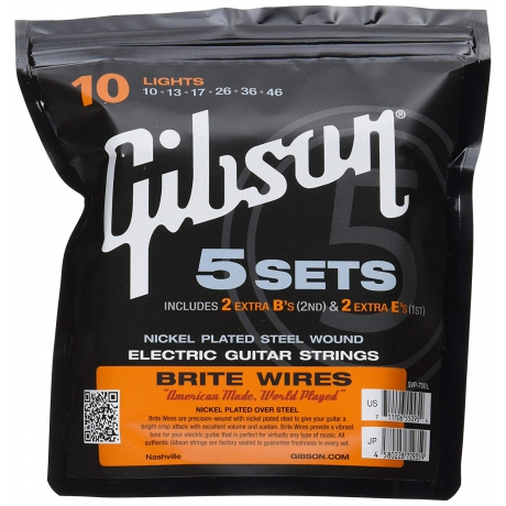 Gibson Gear SVP-700L Brite Wires 5'li Paket Elektro Gitar Teli (10-46)<br>Fotoğraf: 1/1