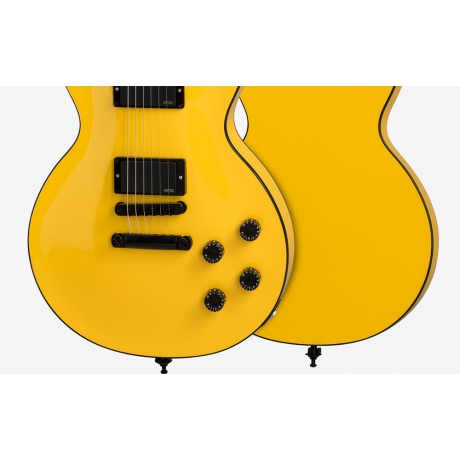 Gibson Les Paul Custom Chambered Blackout Elektro Gitar (Diablo Yellow)<br>Fotoğraf: 3/4