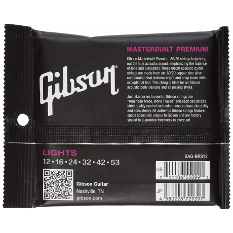 Gibson SAG-BRS12 Masterbuilt Premium Brass Akustik Gitar Teli (12-53)<br>Fotoğraf: 2/2