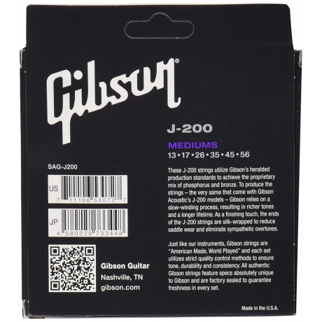 Gibson SAG-J200 Phospor Bronze Akustik Gitar Teli (13-56)<br>Fotoğraf: 2/2