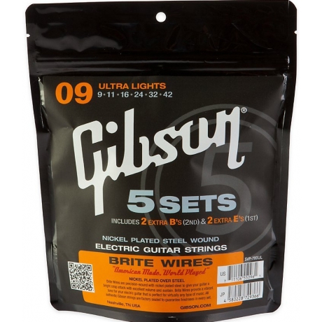 Gibson SVP-700UL Brite Wires 5'li Set Elektro Gitar Teli (9-42)<br>Fotoğraf: 1/1