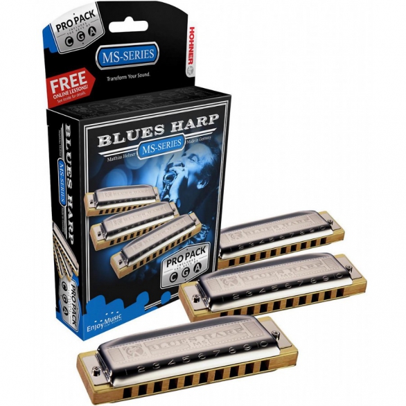 Hohner M5330PP Blues Harp MS Pro Pack Mızıka (A, C ve G), Fotoğraf: 1/1