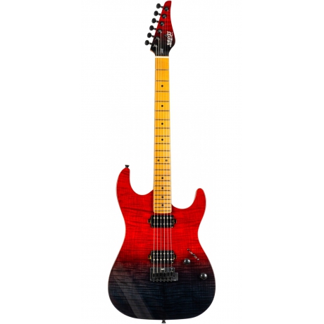 Jet JS-1000 Vulcano HH Elektro Gitar (Flamed Transparent Red)<br>Fotoğraf: 1/7
