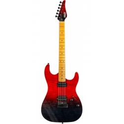 Jet JS-1000 Vulcano HH Elektro Gitar (Flamed Transparent Red)