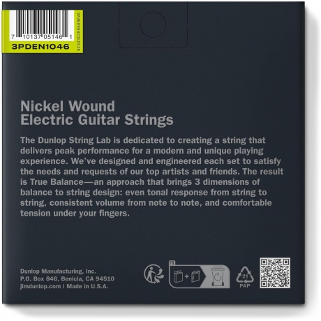 Jim Dunlop 3PDEN1046 Nickel-Plated Steel Medium 3'lü Paket Elektro Gitar Teli (10-46)<br>Fotoğraf: 2/3