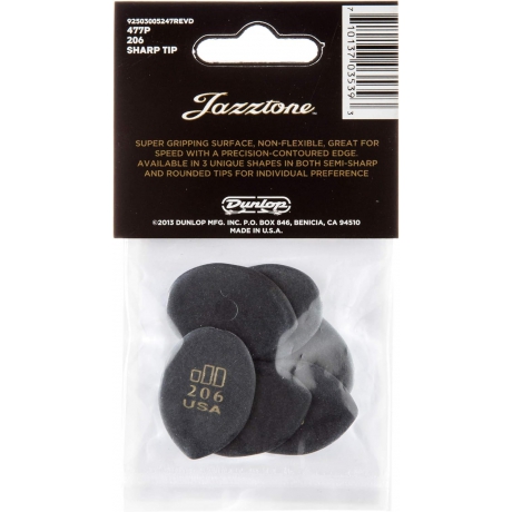 Jim Dunlop 477P206 JD Jazztones Round Tip 6'lı Paket Pena (Siyah)<br>Fotoğraf: 2/2