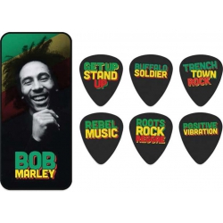 Jim Dunlop BOBPT07M Medium Tin Picks with Bob Marley Quote 6'lı Kutu Pena (Me...