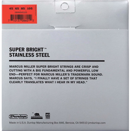 Jim Dunlop DBMMS45105 Marcus Miller Super Bright Bas Gitar Teli (45-105)<br>Fotoğraf: 2/2
